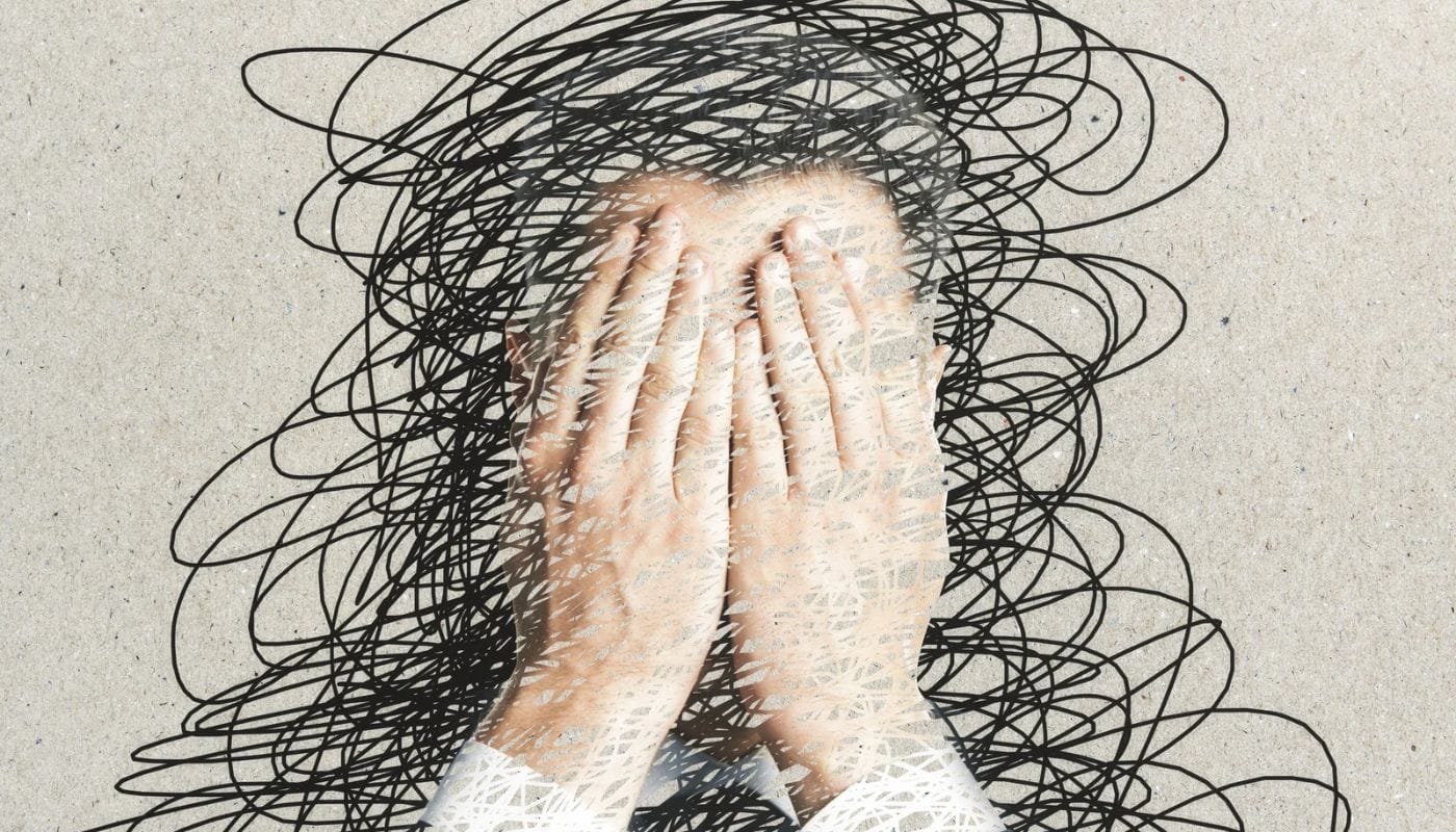 woman with squiggly drawn hair