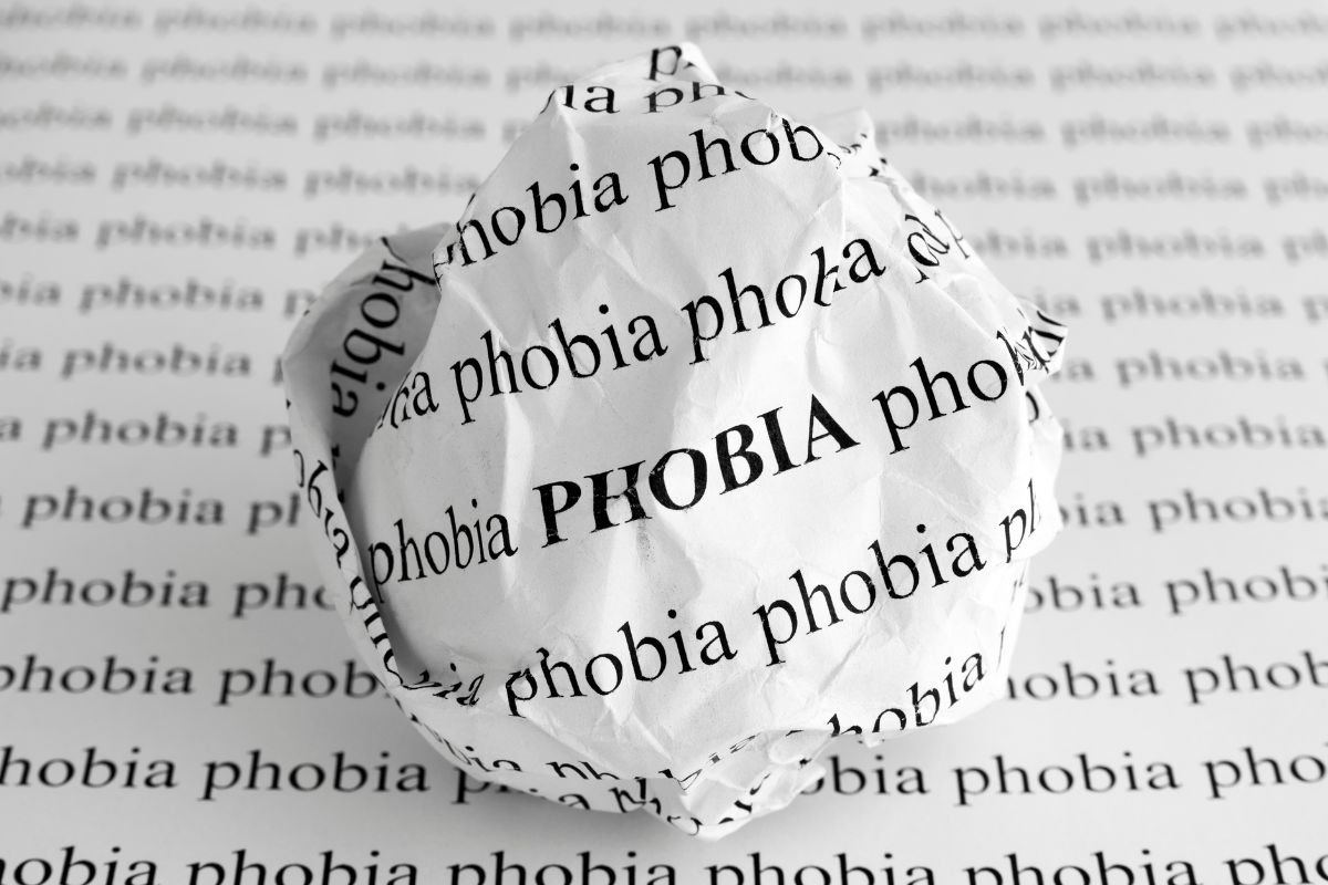phobia written over a screwed up piece of paper