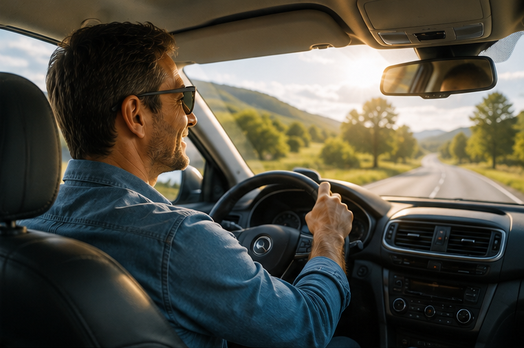 man driving