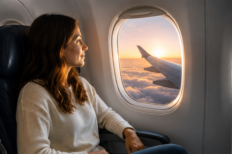woman on a plane
